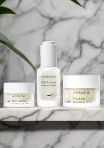 Le trio de soins (sérum The Answer, crème pour les yeux The Luminary, crème hydratante The One) - by Symbiome